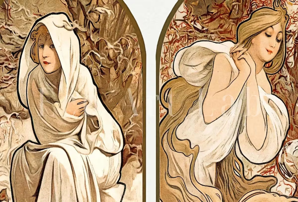 Alphonse Mucha 4 Seasons Print. Art Nouveau Poster. Vintage Painting Famous Art Print. Seasons Women Illustration. Printable Wall Art – Printable Wall Art