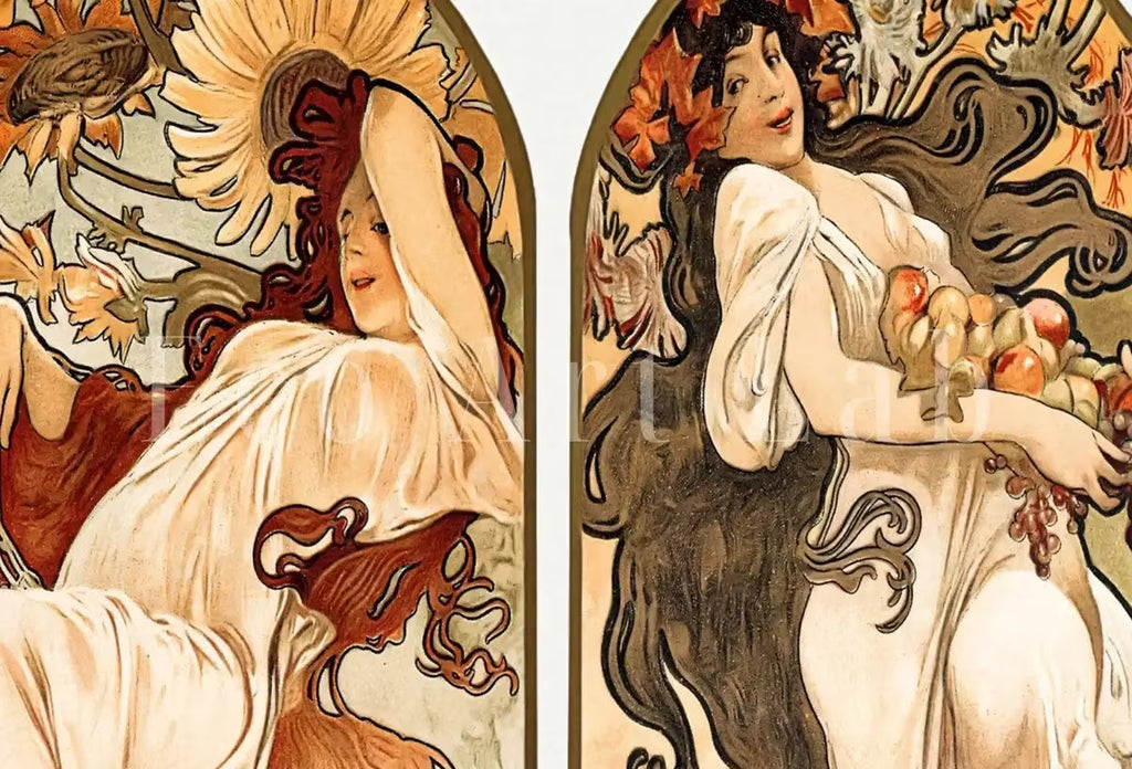 Alphonse Mucha 4 Seasons Print. Art Nouveau Poster. Vintage Painting Famous Art Print. Seasons Women Illustration. Printable Wall Art – Printable Wall Art