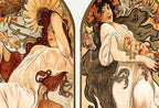 Detail view of artwork from Alphonse Mucha 4 Seasons Print. Art Nouveau Poster. Vintage Painting Famous Art Print. Seasons Women Illustration. Printable Wall Art. (variation 2)