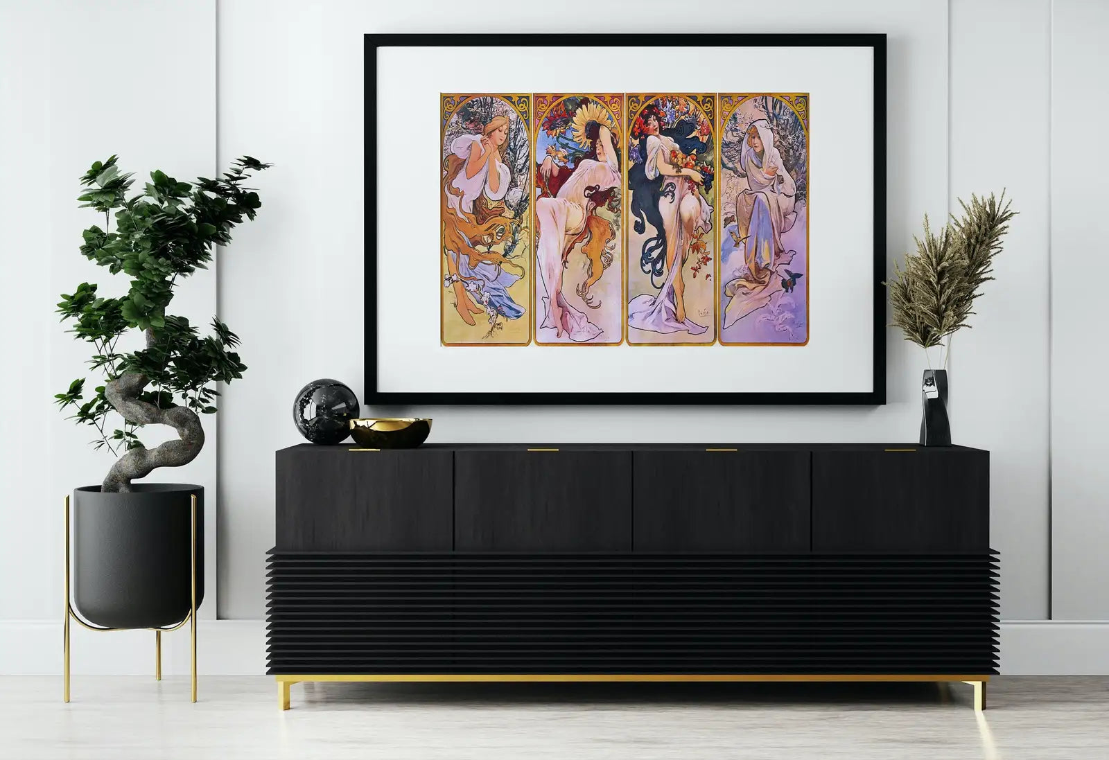 Second included artwork preview from Alphonse Mucha Print Art Nouveau Poster. Vintage Painting Famous Art Print. Seasons Women Illustration. Printable Wall Art featuring various scenes.