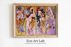 Framed view of Alphonse Mucha Print Art Nouveau Poster. Vintage Painting Famous Art Print. Seasons Women Illustration. Printable Wall Art – printable wall art digital download.