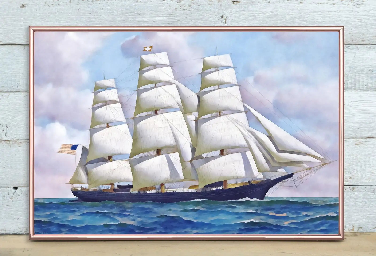Included artwork preview showing first selection of artworks from American Clipper Ship at Full Sail, Sailboat Print, Printable Wall Art Prints, Digital Print Nautical Wall Decor Vintage Wall Art Boat Print.