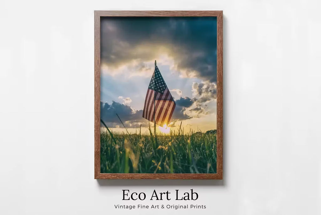 American Flag at Sunset. Independence Day 4th of July Decor. Patriotic Art. Printable Wall Art. USA Flag . Printable Poster – Printable Wall Art Set