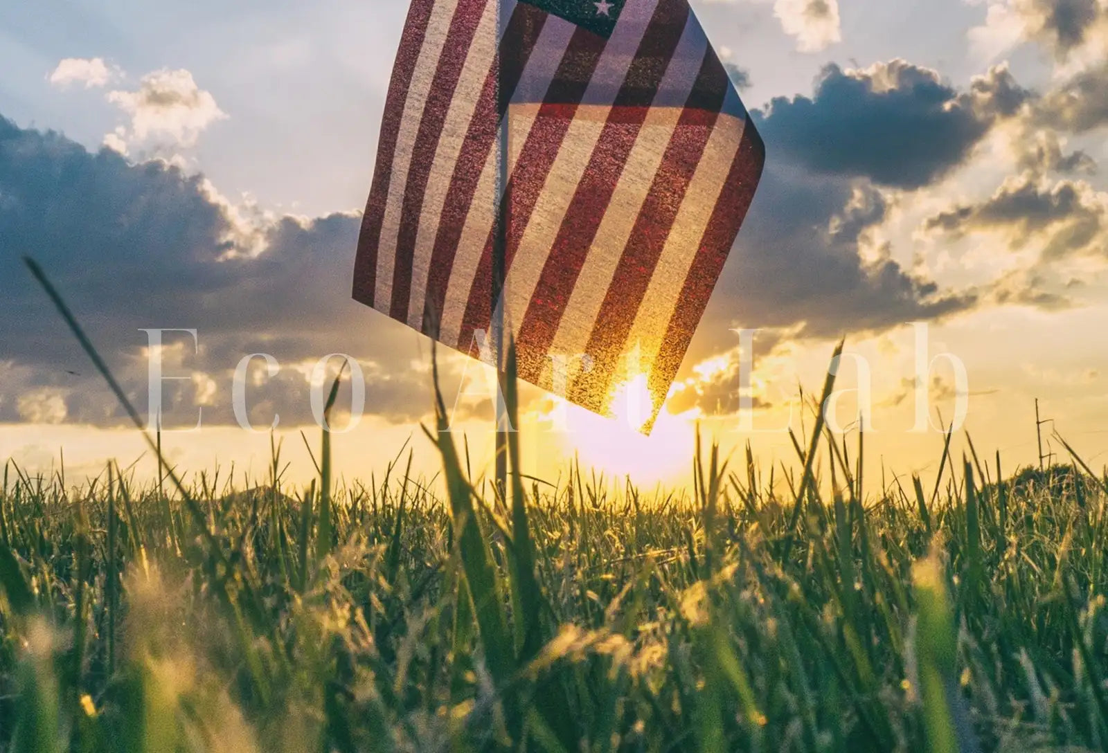 Detail view of artwork from American Flag at Sunset. Independence Day 4th of July Decor. Patriotic Art. Printable Wall Art. USA Flag Digital Download. Printable Poster. (variation 2)