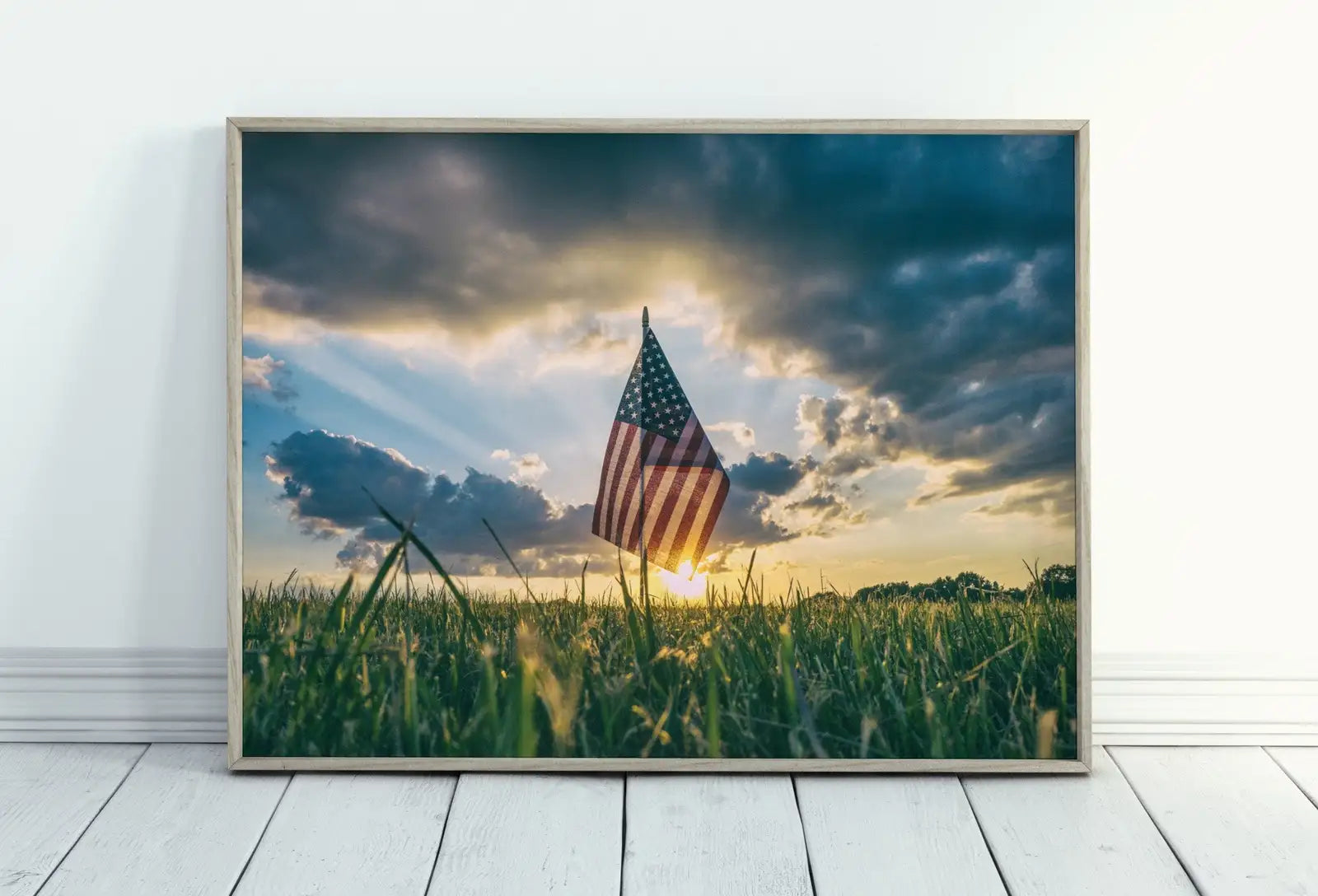 Included artwork preview showing first selection of artworks from American Flag at Sunset. Printable Wall Art. Independence Day 4th of July Decor. Patriotic Art. USA Flag Digital Download. Printable Poster.