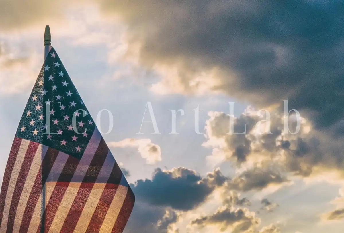 Detail view of artwork from American Flag at Sunset. Printable Wall Art. Independence Day 4th of July Decor. Patriotic Art. USA Flag Digital Download. Printable Poster. (variation 2)