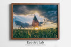 Framed view of American Flag at Sunset. Printable Wall Art. Independence Day 4th of July Decor. Patriotic Art. USA Flag Digital Download. Printable Poster – printable wall art digital download.
