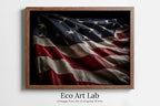 Framed view of American Flag Printable Wall Art. Patriotic Decor. USA Art. Distressed Flag Printable Poster. United States Flag Digital Download Art. – printable wall art digital download.
