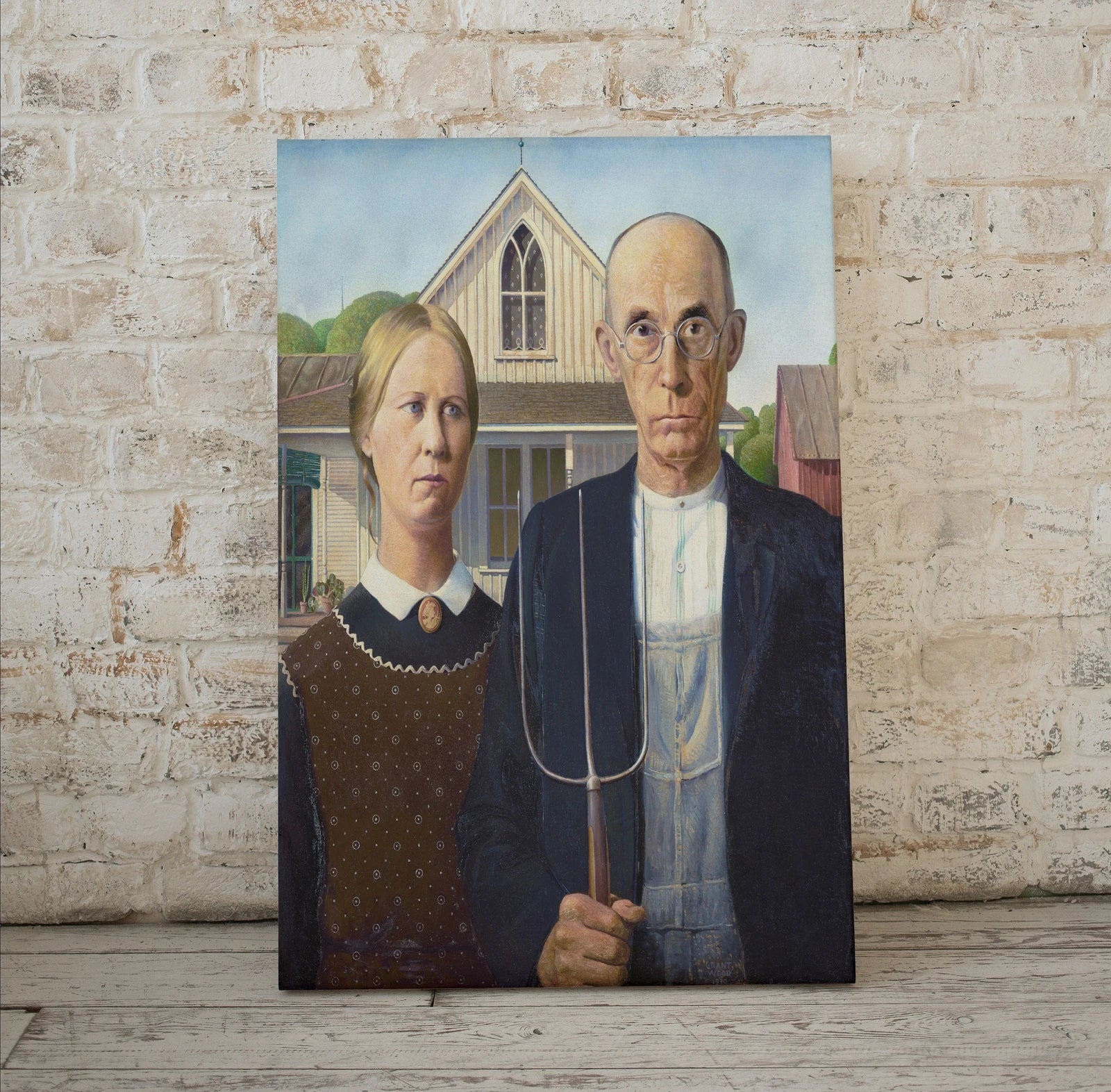 Second included artwork preview from American Gothic Famous Portrait Classic Painting. Vintage Downloadable Print. Famous Grant Wood Printable Vintage Art. Fine Art Print featuring various scenes.