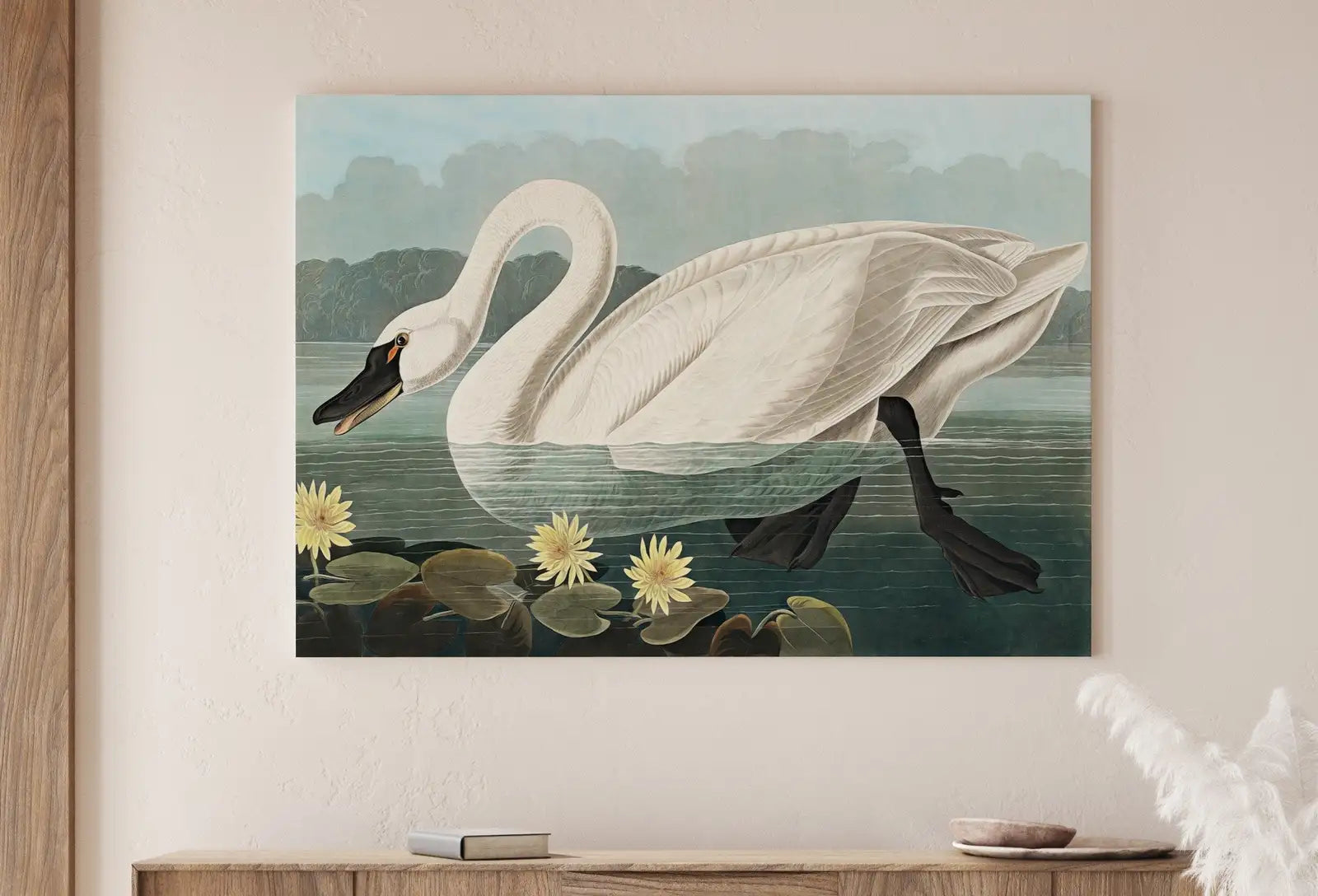 Detail view of artwork from American Swan Vintage Tropical Bird Printable Wall Art. Wildlife Nature Colorful Tropical Bird Decor. Instant Download Bird Poster Art Print. (variation 1)