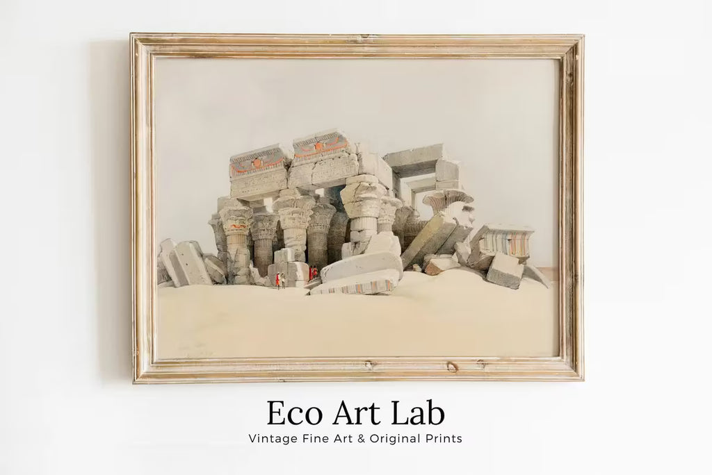 Ancient Egyptian Kom Ombo Remains Wall Art Print. Antique Printable Wall Art. Vintage Egyptian Architecture Landscape.  – Printable Wall Art