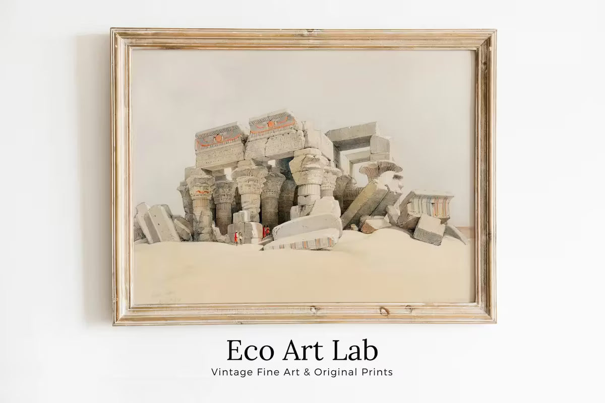 Ancient Egyptian Kom Ombo Remains Wall Art Print. Antique Printable Wall Art. Vintage Egyptian Architecture Landscape.  – Printable Wall Art