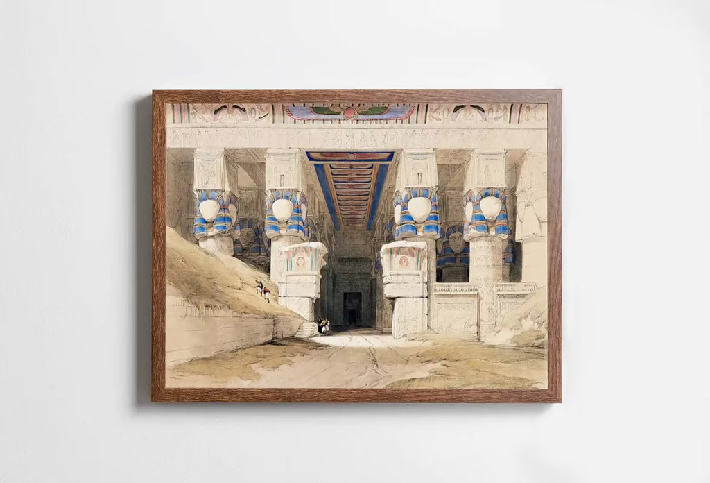 Ancient Egyptian Wall Art. Dendera Egyptian Temple Exterior. Egyptian Hieroglyphics Printable Vintage Egyptian Architecture  – Printable Wall Art