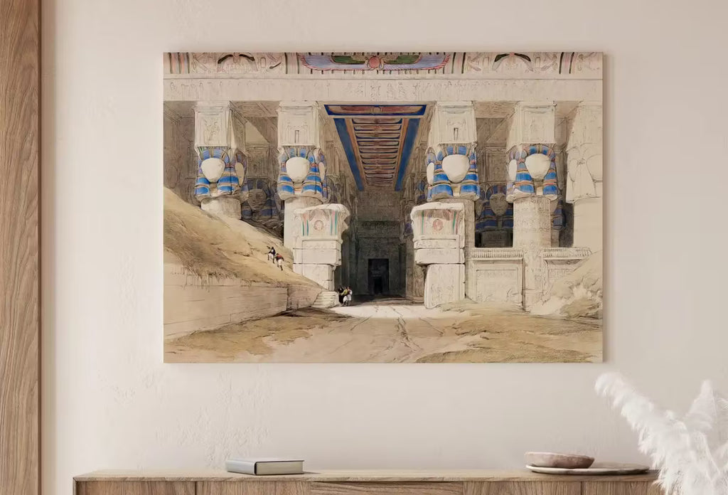 Ancient Egyptian Wall Art. Dendera Egyptian Temple Exterior. Egyptian Hieroglyphics Printable Vintage Egyptian Architecture  – Printable Wall Art