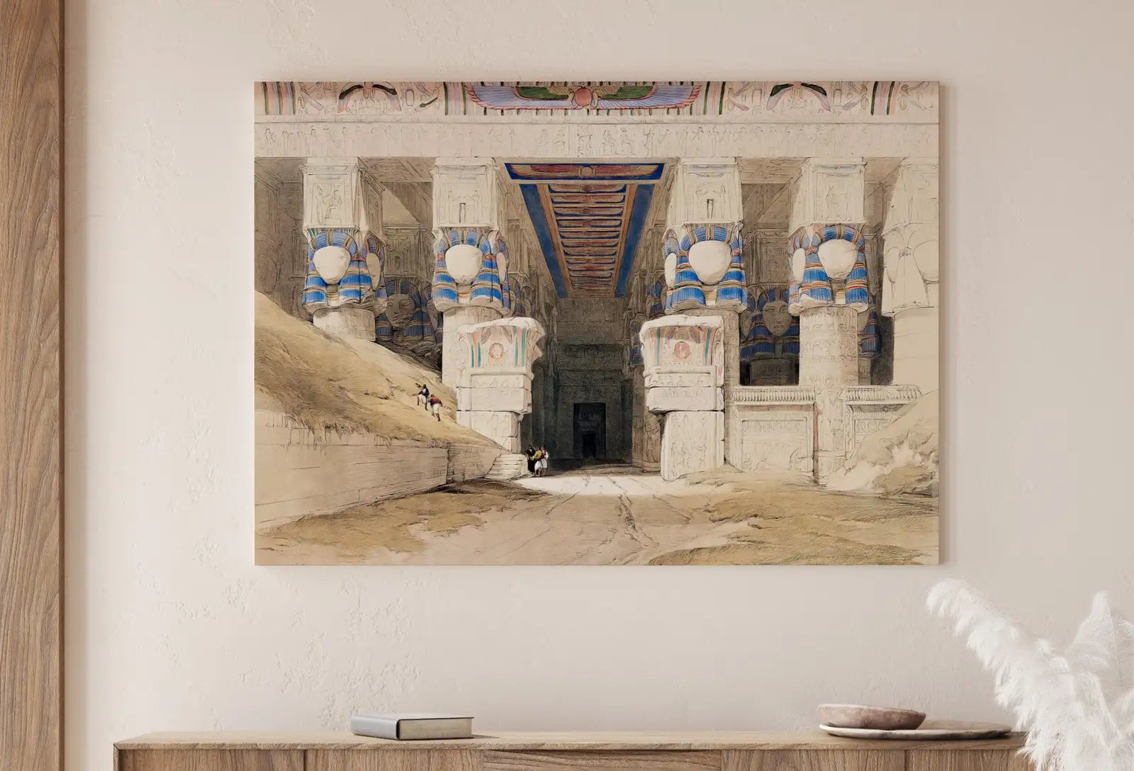 Second included artwork preview from Ancient Egyptian Wall Art. Dendera Egyptian Temple Exterior. Egyptian Hieroglyphics Printable Vintage Egyptian Architecture Digital Download featuring various scenes.