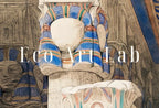 Detail view of artwork from Ancient Egyptian Wall Art. Dendera Egyptian Temple Exterior. Egyptian Hieroglyphics Printable Vintage Egyptian Architecture Digital Download. (variation 2)