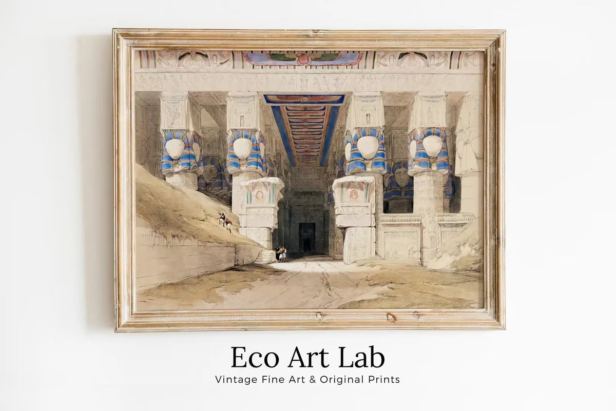 Ancient Egyptian Wall Art. Dendera Egyptian Temple Exterior. Egyptian Hieroglyphics Printable Vintage Egyptian Architecture  – Printable Wall Art