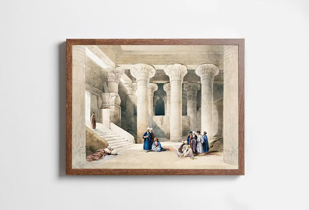 Ancient Egyptian Wall Art. Egyptian Nubia Temple Interior. Egyptian Hieroglyphics. Printable Vintage Egyptian Architecture  – Printable Wall Art