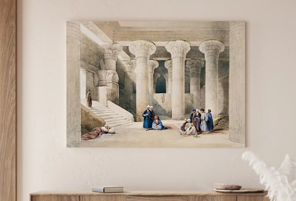 Ancient Egyptian Wall Art. Egyptian Nubia Temple Interior. Egyptian Hieroglyphics. Printable Vintage Egyptian Architecture  – Printable Wall Art