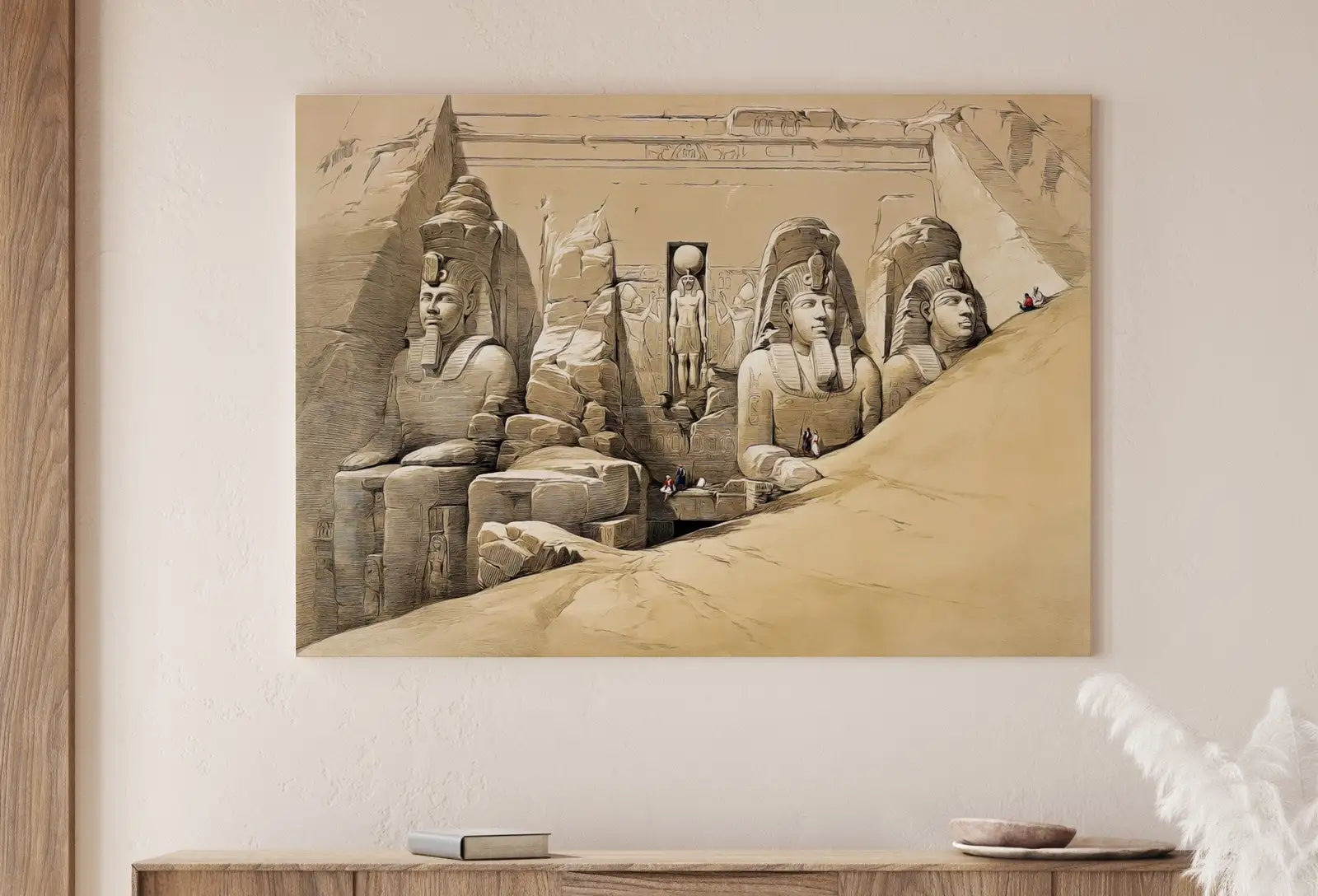 Second included artwork preview from Ancient Egyptian Wall Art. Egyptian Temple Gods Statues. Egyptian Mythology Print. Printable Art Vintage Egyptian Landscape Digital Download featuring various scenes.