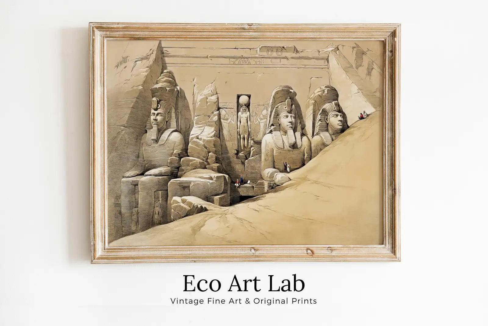 Framed view of Ancient Egyptian Wall Art. Egyptian Temple Gods Statues. Egyptian Mythology Print. Printable Art Vintage Egyptian Landscape Digital Download – printable wall art digital download.