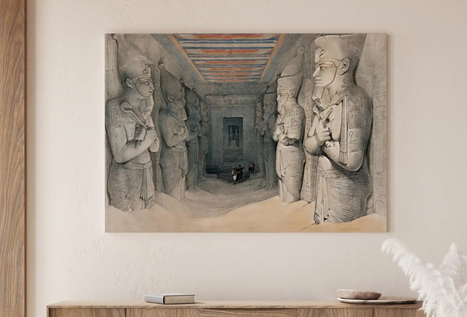 Second included artwork preview from Ancient Egyptian Wall Art. Egyptian Temple Gods Statues. Egyptian Mythology Print. Printable Vintage Egyptian Architecture Digital Download featuring various scenes.