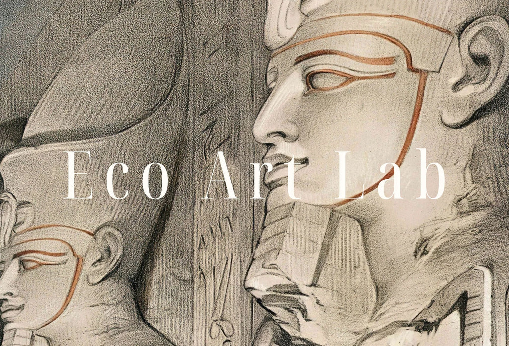 Detail view of artwork from Ancient Egyptian Wall Art. Egyptian Temple Gods Statues. Egyptian Mythology Print. Printable Vintage Egyptian Architecture Digital Download. (variation 1)