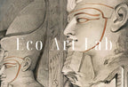 Detail view of artwork from Ancient Egyptian Wall Art. Egyptian Temple Gods Statues. Egyptian Mythology Print. Printable Vintage Egyptian Architecture Digital Download. (variation 1)