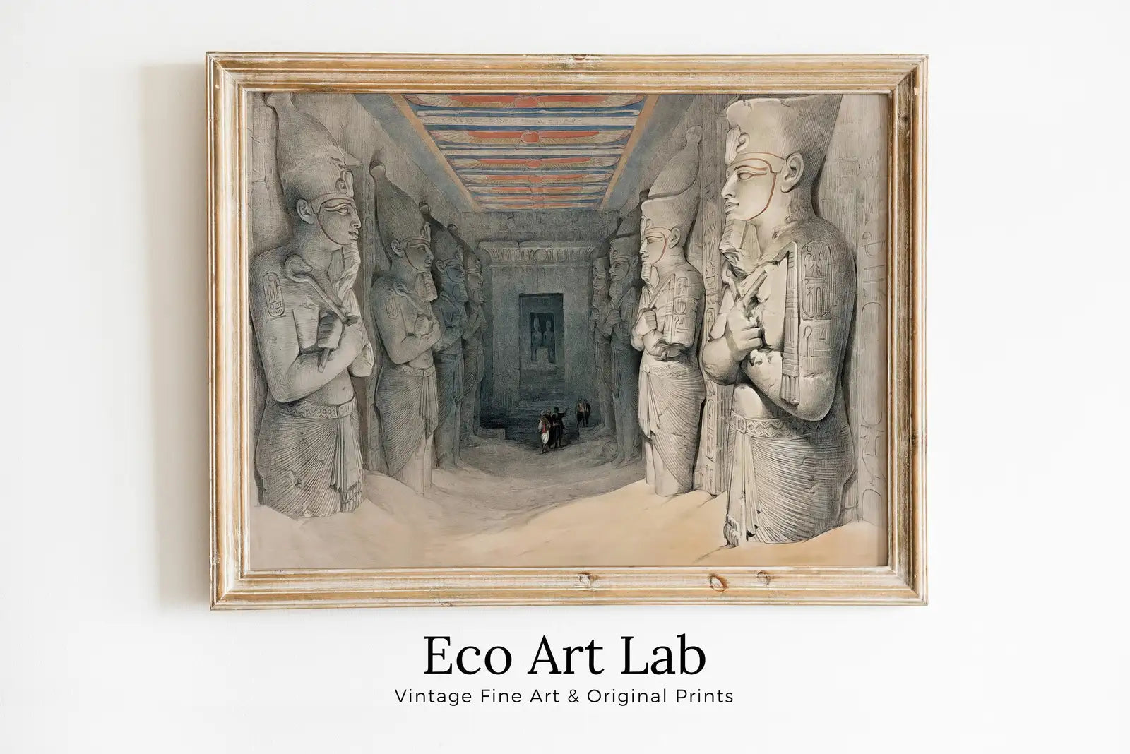 Framed view of Ancient Egyptian Wall Art. Egyptian Temple Gods Statues. Egyptian Mythology Print. Printable Vintage Egyptian Architecture Digital Download – printable wall art digital download.
