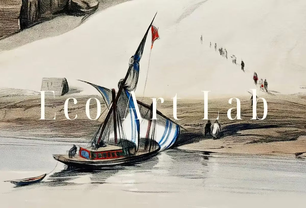 Ancient Egyptian Wall Art. Excavated Egyptian Temple. Egyptian Architecture Print. Printable Art Vintage Egyptian Landscape  – Printable Wall Art