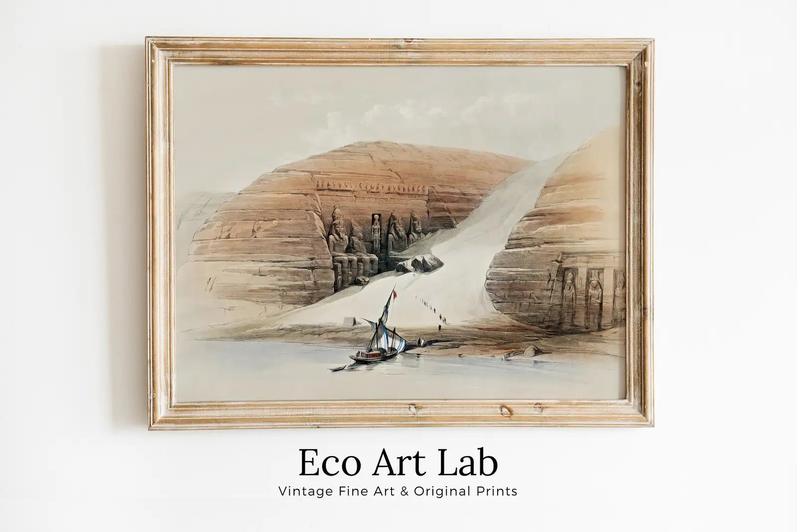 Framed view of Ancient Egyptian Wall Art. Excavated Egyptian Temple. Egyptian Architecture Print. Printable Art Vintage Egyptian Landscape Digital Download – printable wall art digital download.