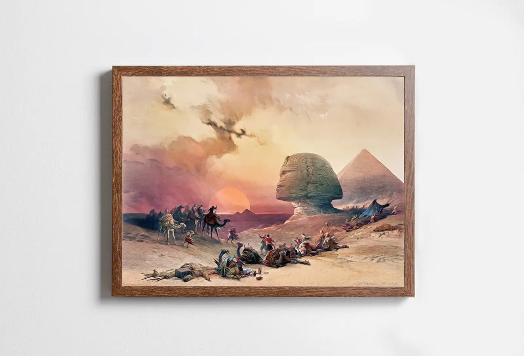 Included artwork preview showing first selection of artworks from Ancient Egyptian Wall Art. Great Sphinx of Giza & Pyramid. Egyptian Art Print. Printable Art. Vintage Egyptian Landscape. Digital Download.