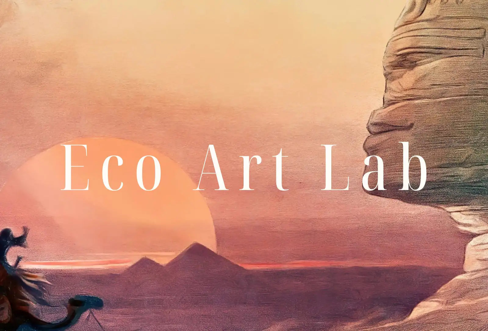 Detail view of artwork from Ancient Egyptian Wall Art. Great Sphinx of Giza & Pyramid. Egyptian Art Print. Printable Art. Vintage Egyptian Landscape. Digital Download. (variation 1)
