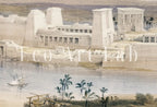Detail view of artwork from Ancient Egyptian Wall Art. Island of Philae Vintage Landscape. Egyptian Art Print. Printable Art Vintage Egyptian Landscape Digital Download. (variation 2)
