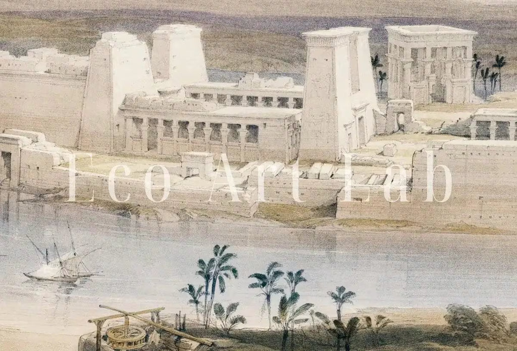 Ancient Egyptian Wall Art. Island of Philae Vintage Landscape. Egyptian Art Print. Printable Art Vintage Egyptian Landscape  – Printable Wall Art