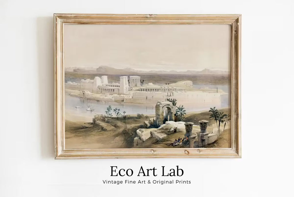 Ancient Egyptian Wall Art. Island of Philae Vintage Landscape. Egyptian Art Print. Printable Art Vintage Egyptian Landscape  – Printable Wall Art