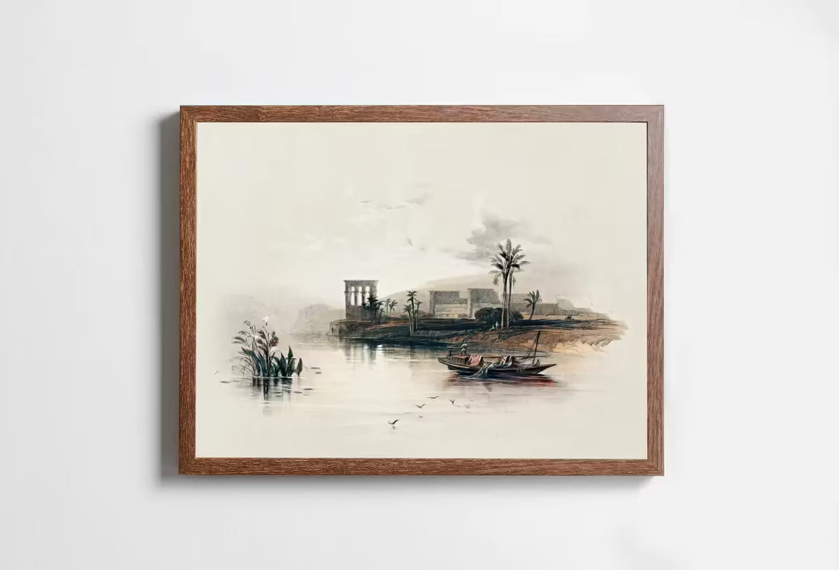 Ancient Egyptian Wall Art. Island on the Nile. Egyptian Art Print. Antique Printable Wall Art. Vintage Egyptian Landscape.  – Printable Wall Art