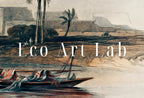 Detail view of artwork from Ancient Egyptian Wall Art. Island on the Nile. Egyptian Art Print. Antique Printable Wall Art. Vintage Egyptian Landscape. Digital Download. (variation 2)