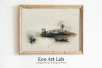 Framed view of Ancient Egyptian Wall Art. Island on the Nile. Egyptian Art Print. Antique Printable Wall Art. Vintage Egyptian Landscape. Digital Download – printable wall art digital download.