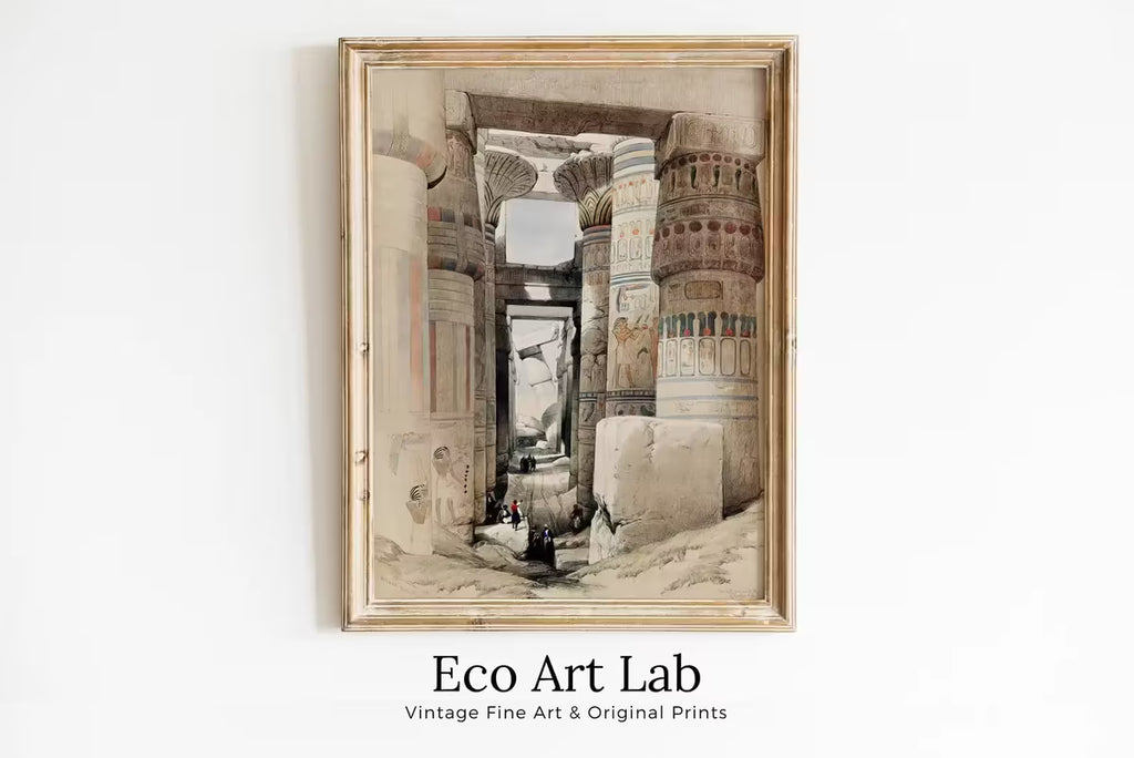 Ancient Egyptian Wall Art. Karnak Egyptian Temple Exterior. Egyptian Hieroglyphics Printable Vintage Egyptian Architecture  – Printable Wall Art