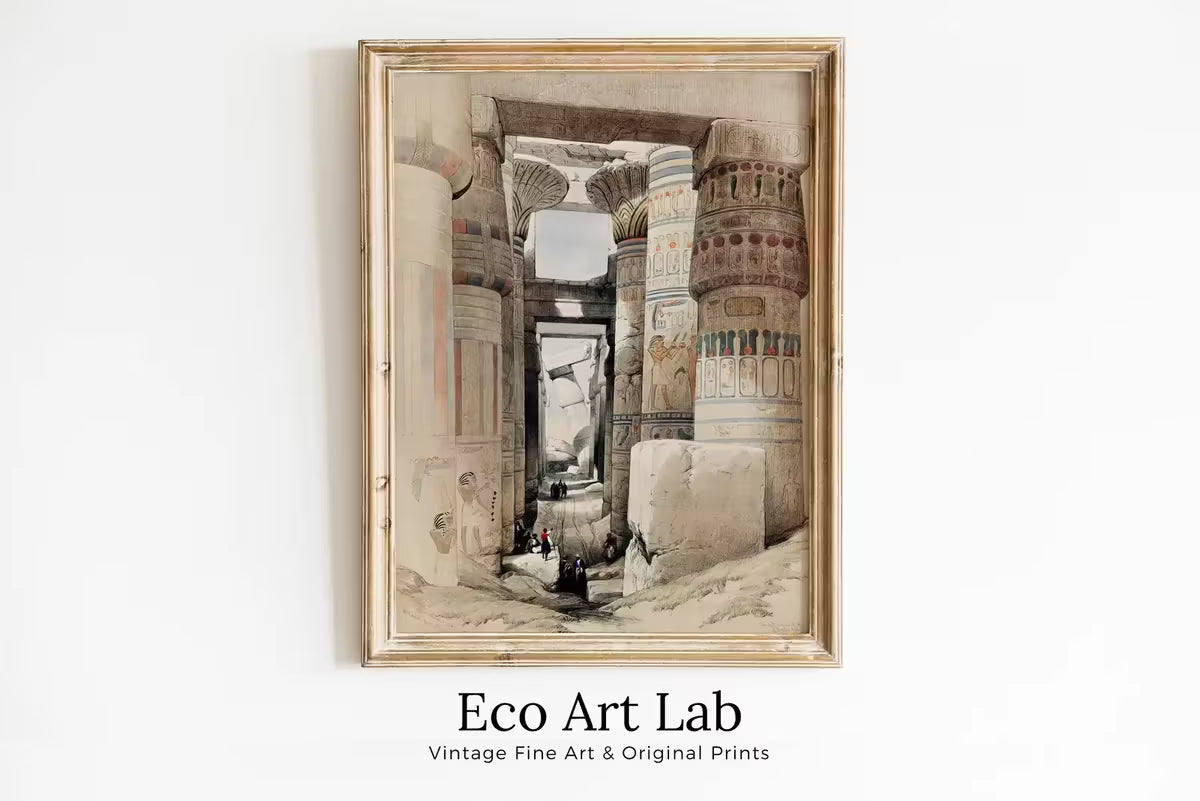 Ancient Egyptian Wall Art. Karnak Egyptian Temple Exterior. Egyptian Hieroglyphics Printable Vintage Egyptian Architecture  – Printable Wall Art