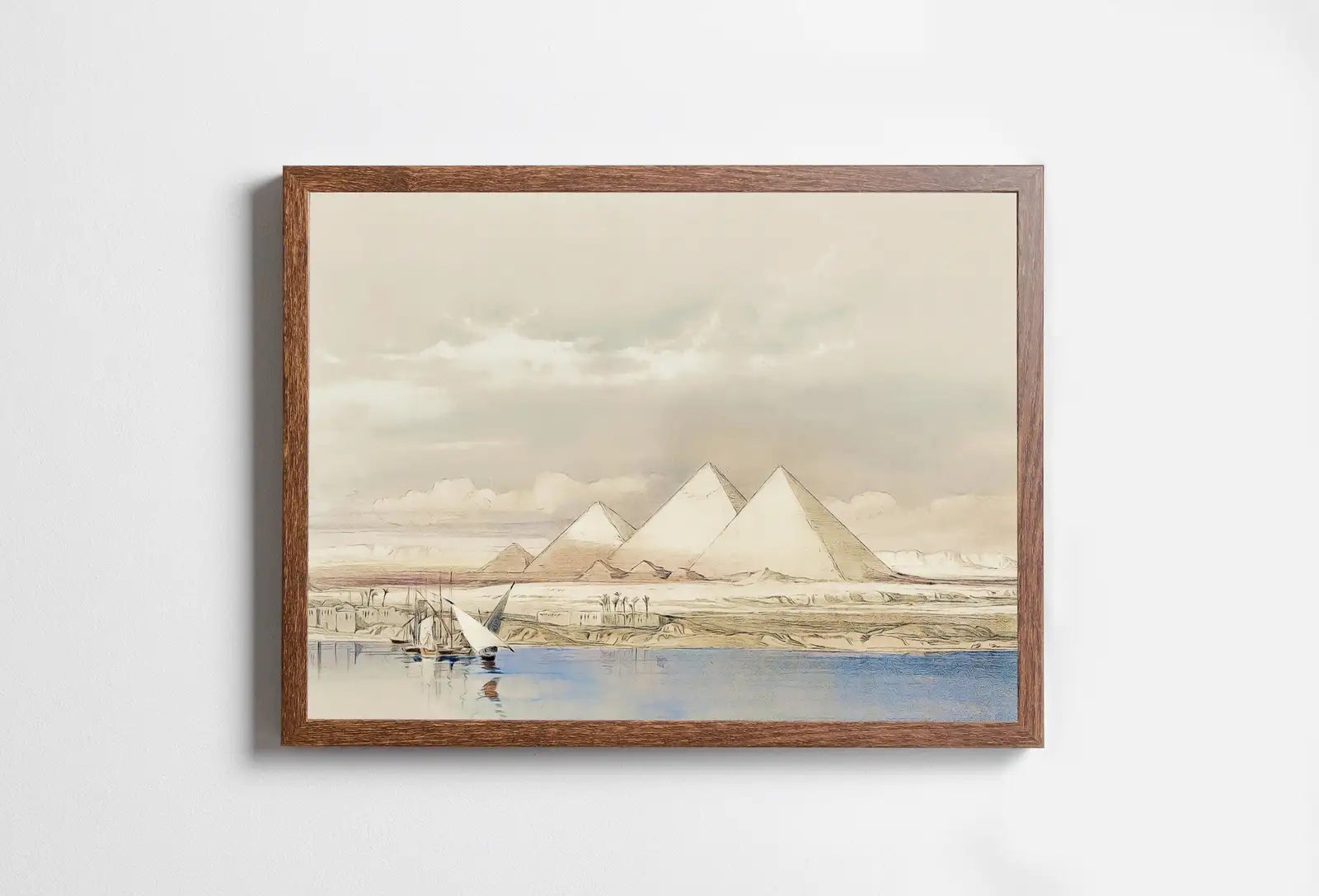 Included artwork preview showing first selection of artworks from Ancient Egyptian Wall Art. Pyramids from the Nile Vintage Landscape. Egyptian Art Print. Printable Art Vintage Egyptian Art Digital Download.