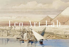 Second included artwork preview from Ancient Egyptian Wall Art. Pyramids from the Nile Vintage Landscape. Egyptian Art Print. Printable Art Vintage Egyptian Art Digital Download featuring various scenes.