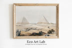 Framed view of Ancient Egyptian Wall Art. Pyramids of Giza Vintage Landscape. Egyptian Art Print. Printable Art Vintage Egyptian Landscape Digital Download – printable wall art digital download.