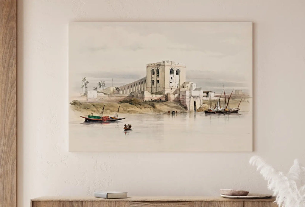 Detail view of artwork from Ancient Egyptian Wall Art. The Nile in Cairo. Egyptian Art Print. Nautical Printable Wall Art. Vintage Egyptian Landscape. Digital Download. (variation 1)