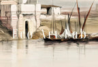 Detail view of artwork from Ancient Egyptian Wall Art. The Nile in Cairo. Egyptian Art Print. Nautical Printable Wall Art. Vintage Egyptian Landscape. Digital Download. (variation 2)