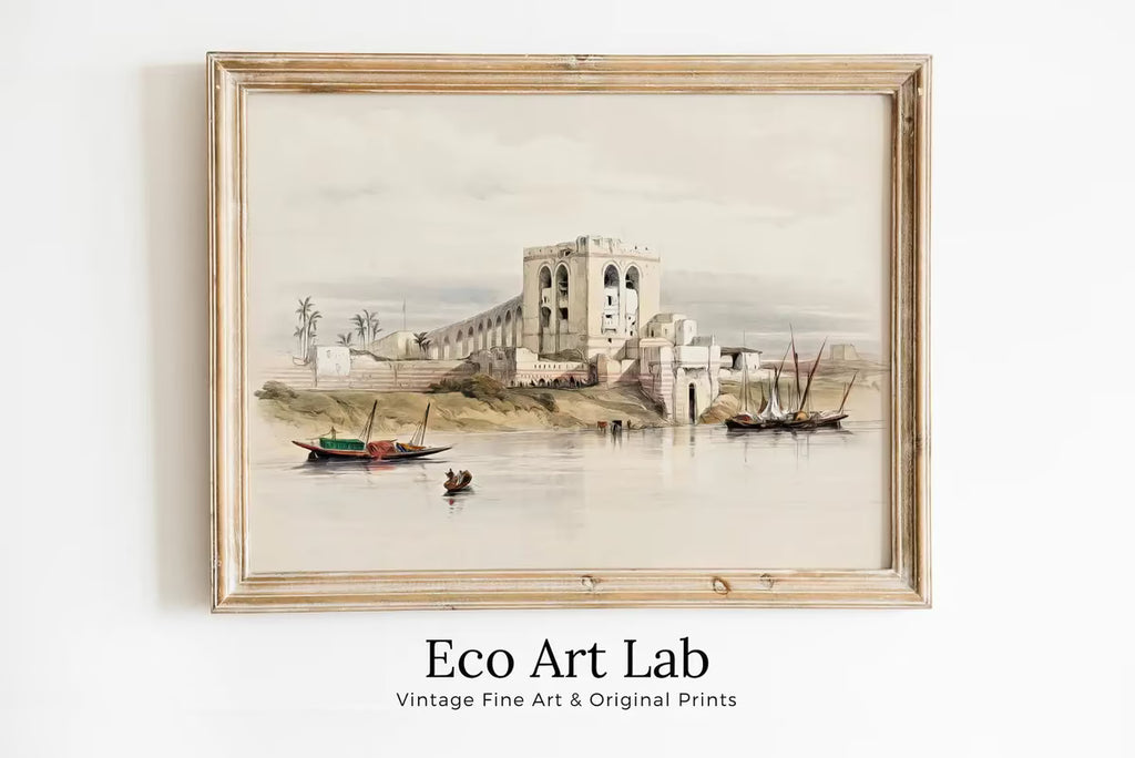 Ancient Egyptian Wall Art. The Nile in Cairo. Egyptian Art Print. Nautical Printable Wall Art. Vintage Egyptian Landscape.  – Printable Wall Art