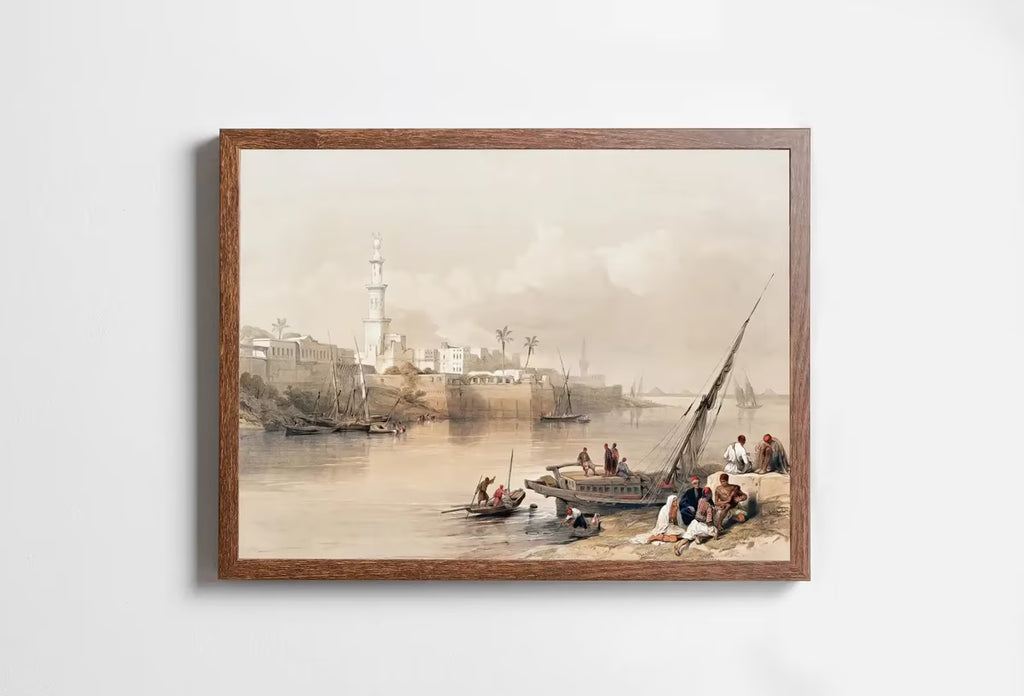 Ancient Egyptian Wall Art. View on the Nile. Egyptian Art Print. Antique Printable Wall Art. Vintage Egyptian Landscape.  – Printable Wall Art