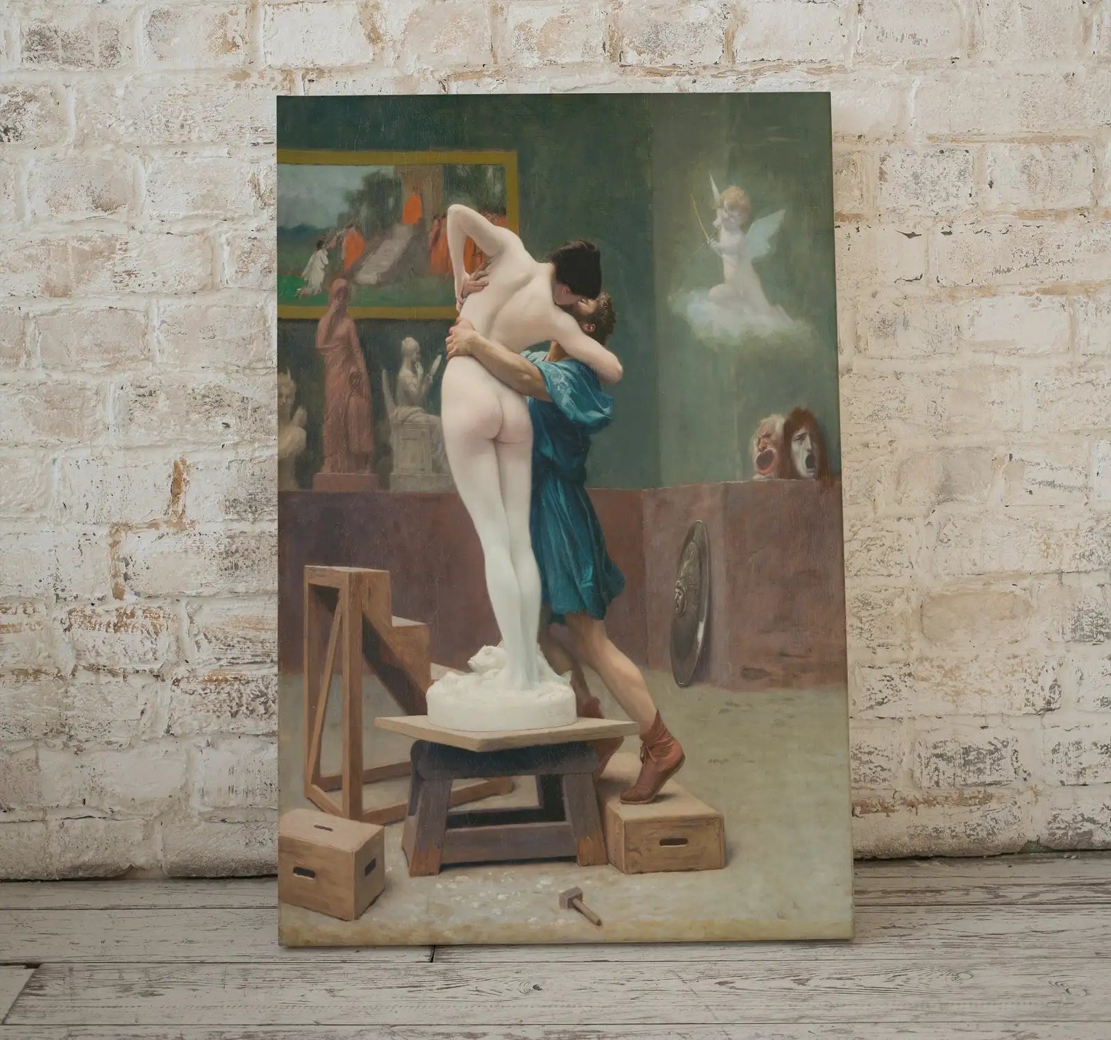 Detail view of artwork from Ancient Greek Mythology Art Pygmalion and Galatea Vintage Painting. Downloadable Nude Greek Goddess Art. Printable Vintage Art. Greek Decor. (variation 2)