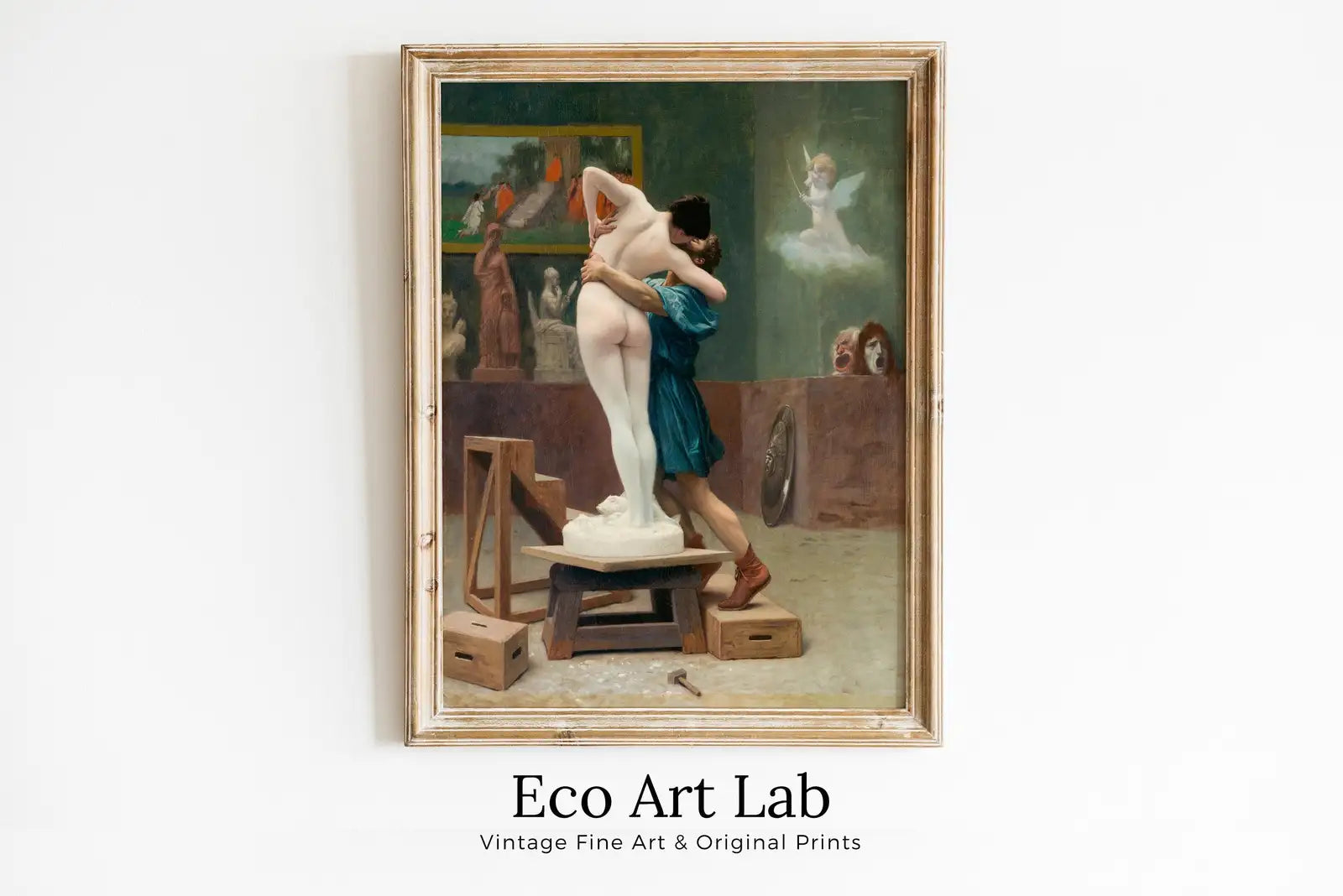Framed view of Ancient Greek Mythology Art Pygmalion and Galatea Vintage Painting. Downloadable Nude Greek Goddess Art. Printable Vintage Art. Greek Decor – printable wall art digital download.